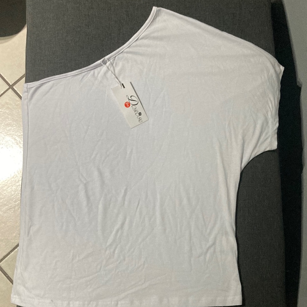 White off one shoulder t shirt
